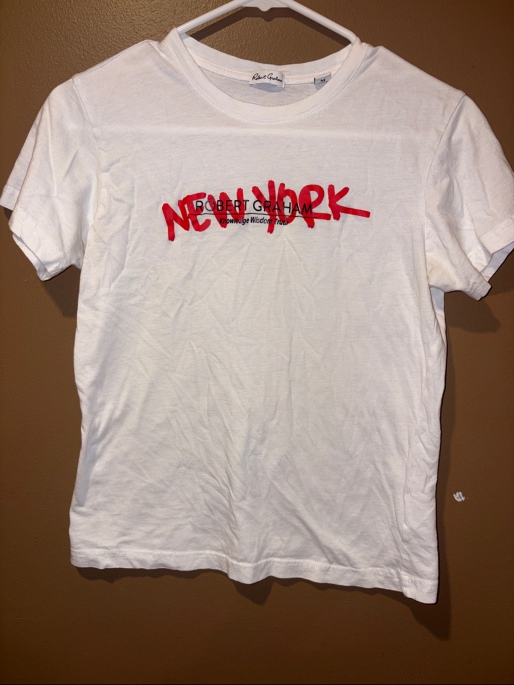 Robert Graham White Tee with Red "New York" Script